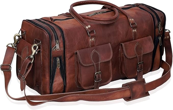 029 Leather Expandable Duffle