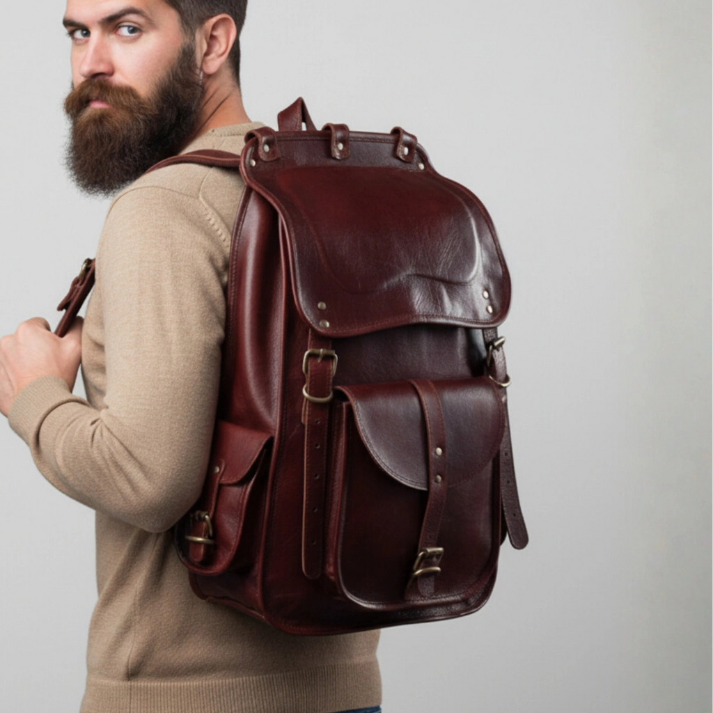 best vintage alpine leather backpack by IND Leather USA
