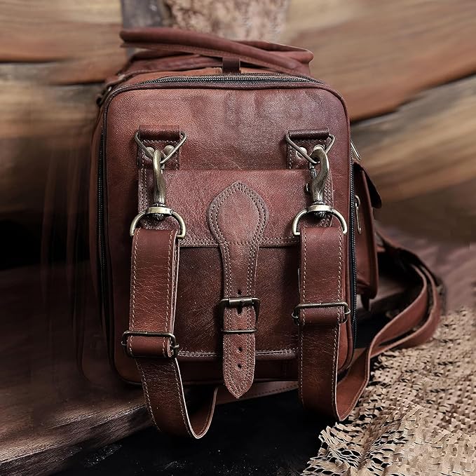 029 Leather Expandable Duffle