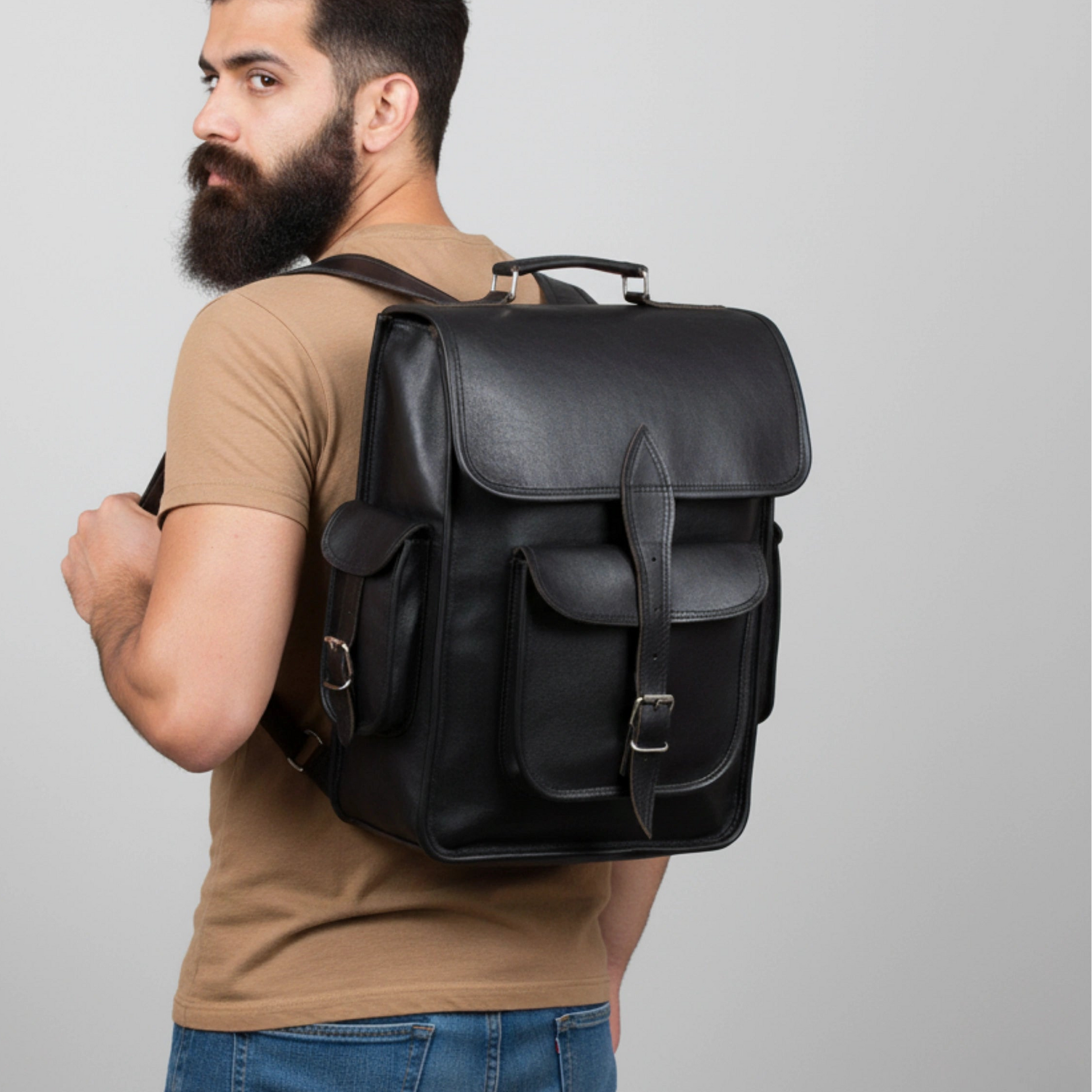 best black leather backpack mens best everyday black leather backpack by IND Leather USA