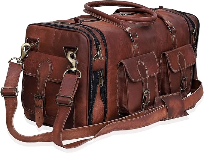 029 Leather Expandable Duffle