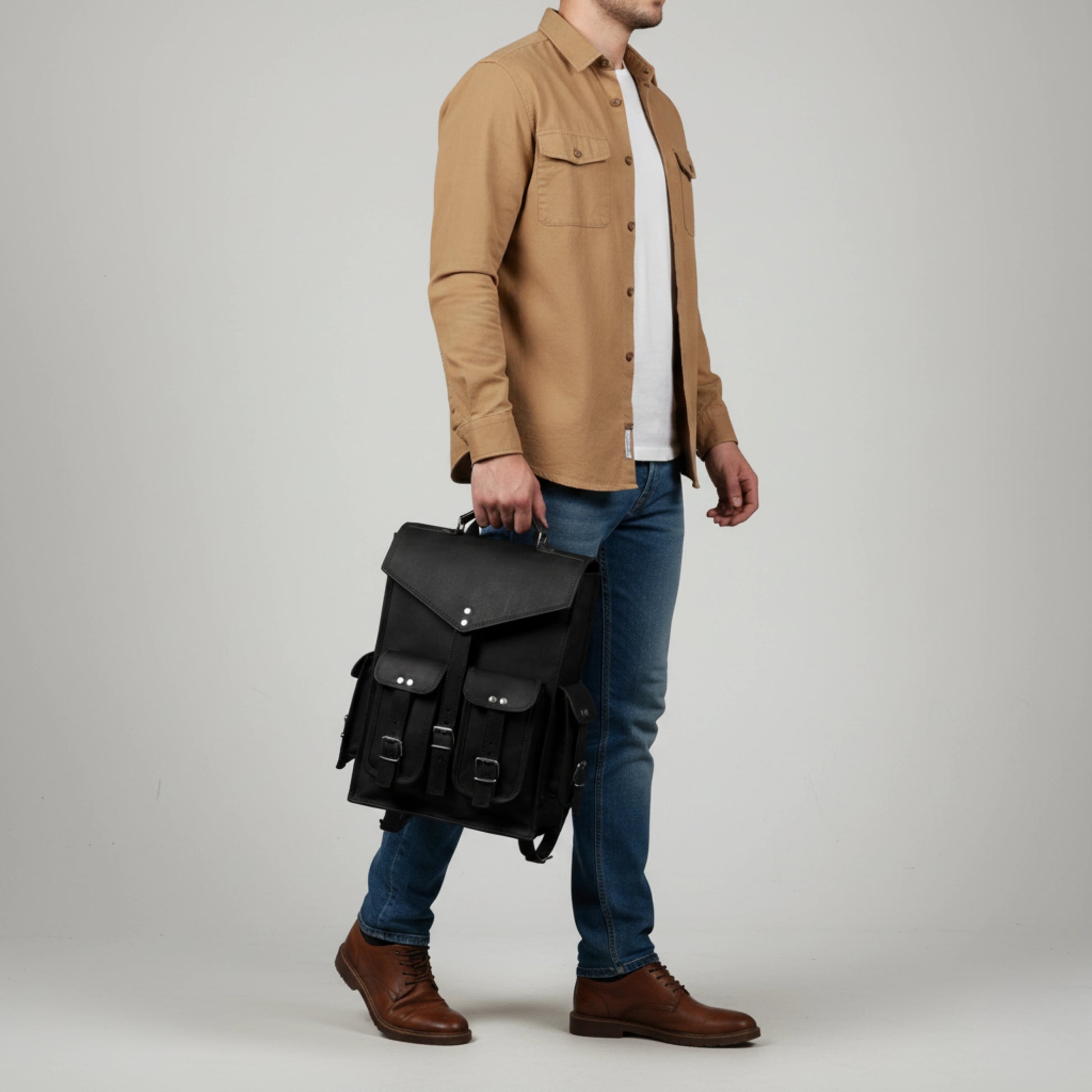 cooper backpack leather cooper signature black leather bag by IND Leather USA