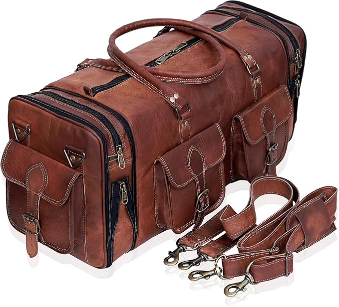 029 Leather Expandable Duffle