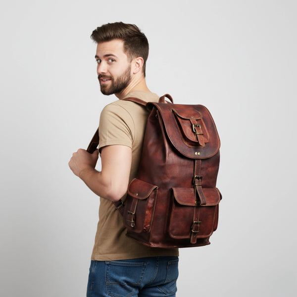 best acadia classic leather backpack by IND Leather USA