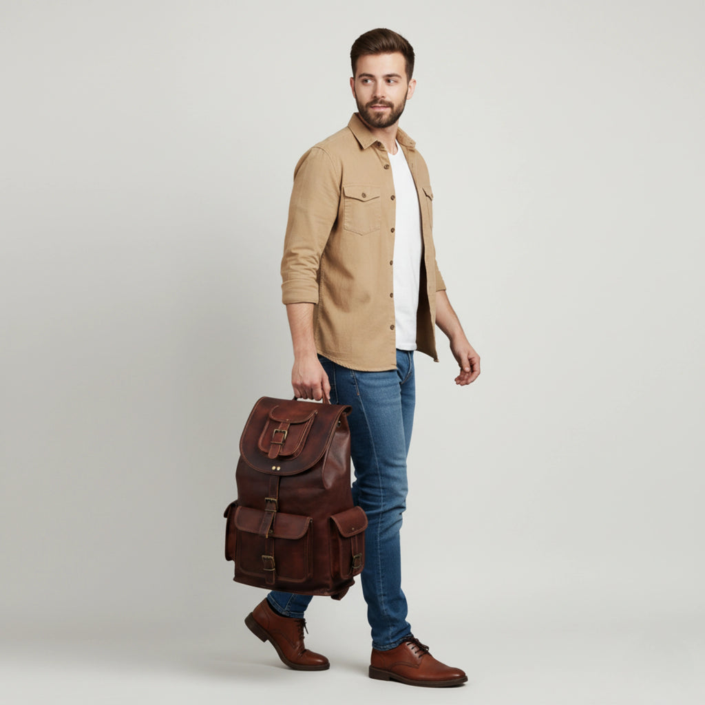 classic fieldline backpack leather base best acadia classic leather backpack by IND Leather USA