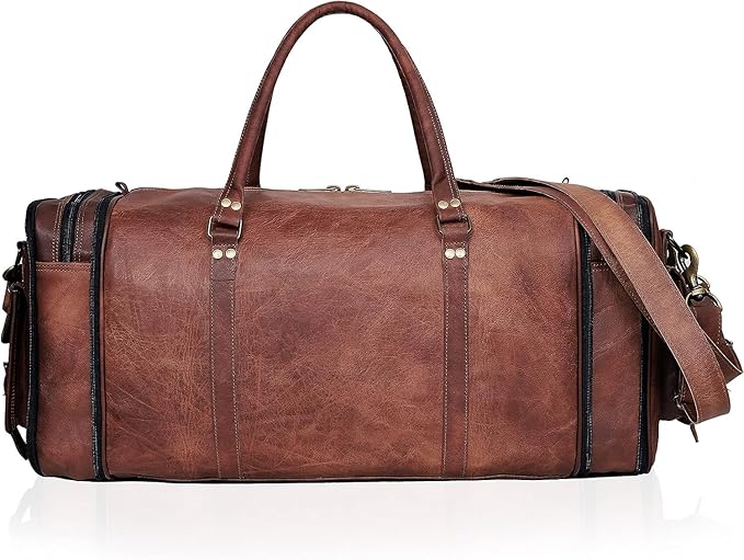 029 Leather Expandable Duffle