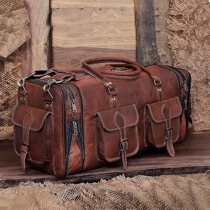 029 Leather Expandable Duffle