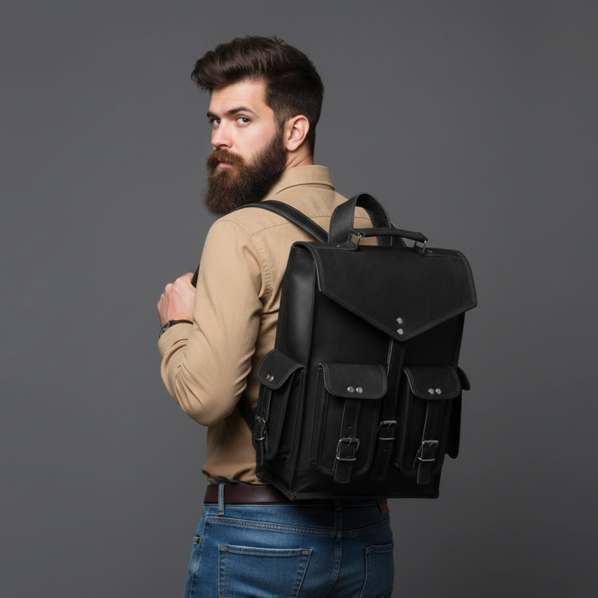 014 Leather backpack